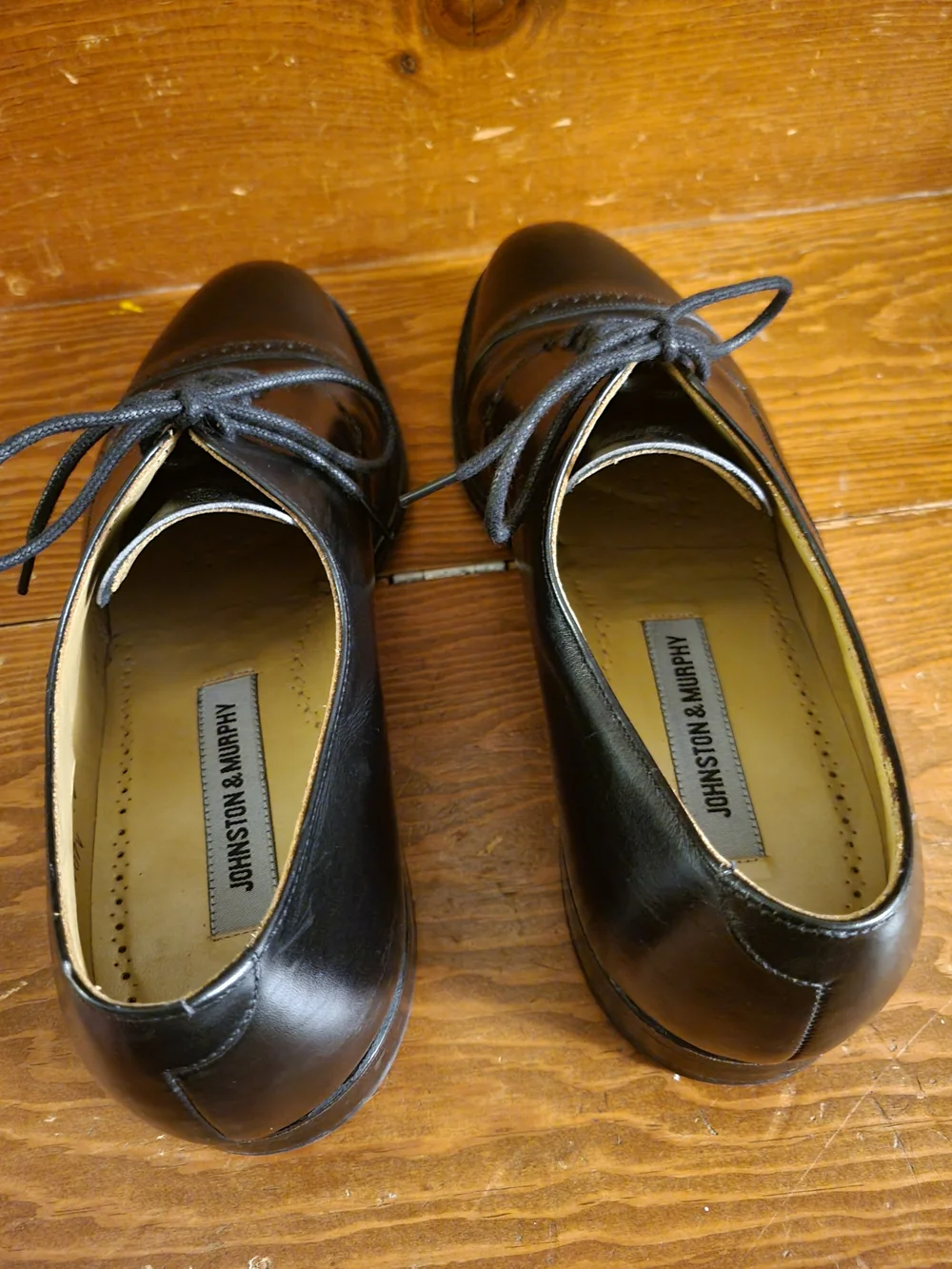 Johnston & Murphy Black Cap-Toe Derby Shoes